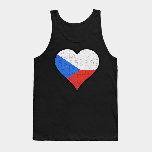 Czech Jigsaw Puzzle Heart Design - Gift for Czech With Czech Republic Roots Tank Top by Country Flags